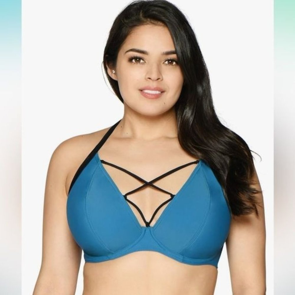 Nwt Curvy Kate Women's Standard Rock The Pool Halterneck Bikini top xl swimwear